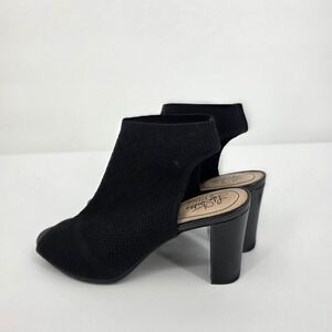 Life‎ Stride Alita Black Knit Peep Toe Heel Booties Slingback Block Heels